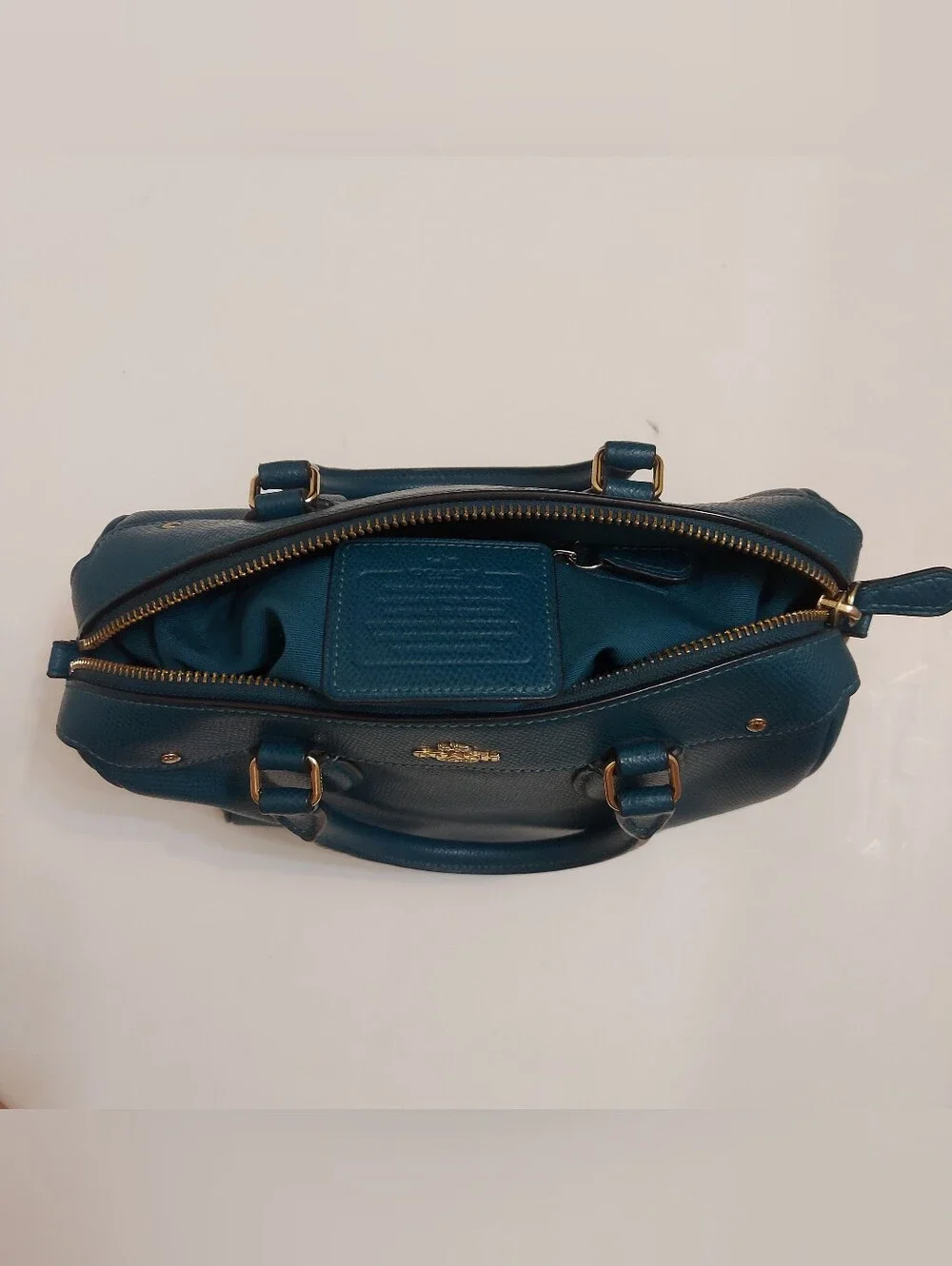 Coach Teal Pebble Leather Satchel - Coach Mini